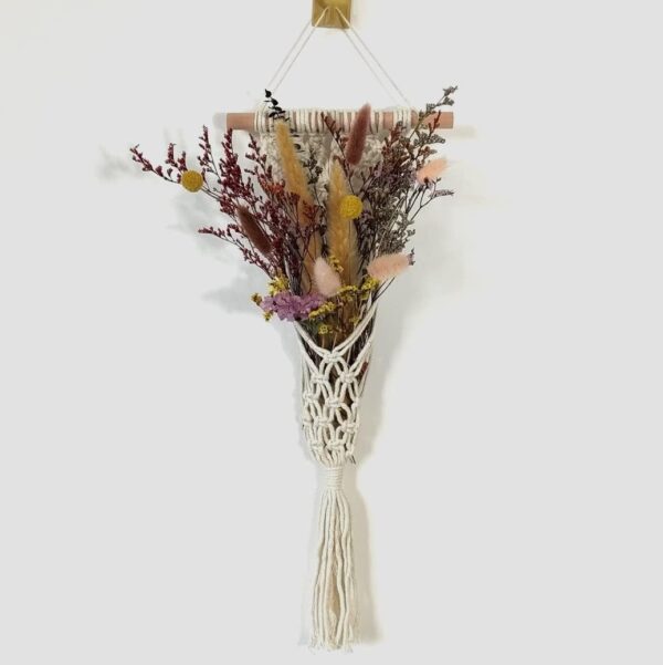 Boho Wall Hanging Dried Natural Flowers Decoration,Small  Pampas Grass Preserved Green Eucalyptus  Bunny Tail for Office Bedroom Apartment (A)