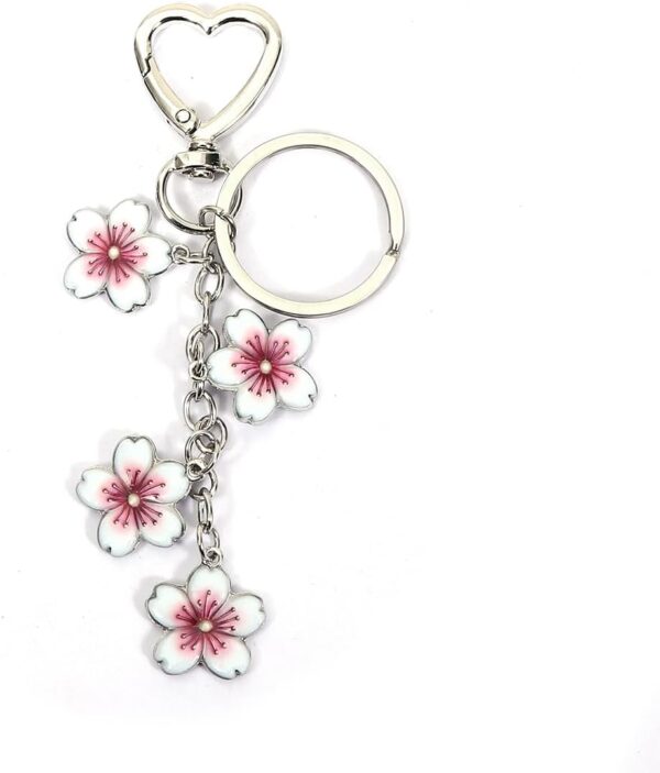 Flower Keychains with Heart Ring Keychain Flower Charm Key Cute Keyrings for Handbag Backpack Bag - Image 2