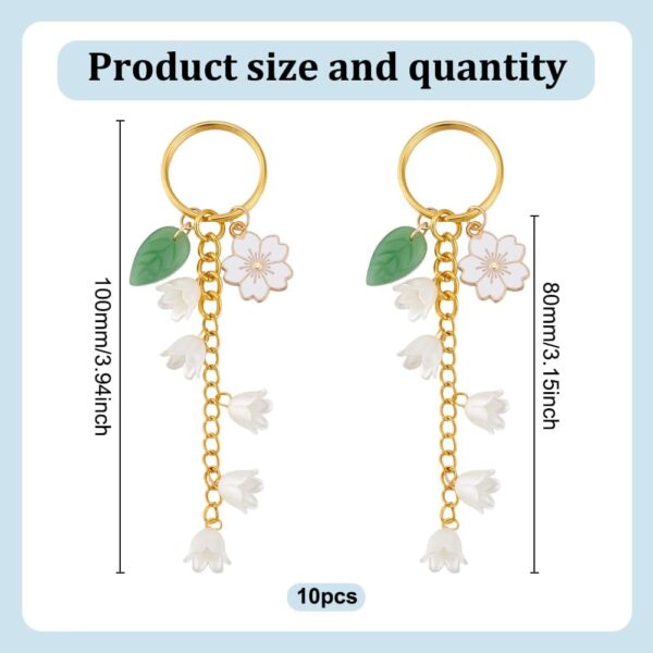 10pcs Mixed Color Elegant Lily of the Valley Keychain with Acrylic Flower and Leaf for Women - Image 2