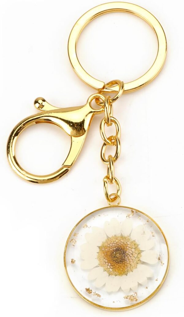 Pressed Flower Keychains Dried Flower Keychain Floral Gift Keycharms for Women Handmade Floral Charm Resin Keyring