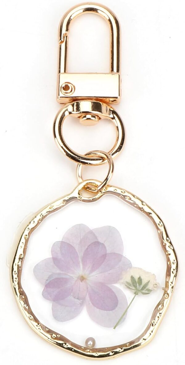 Pressed Flower Keychain,Handmade Resin Keychain with Real Flowers, Birthday Gift for Women,Flower Gifts for Her