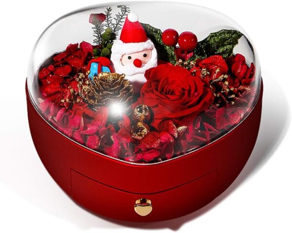 Artificial Flower Eternal Flower Heart-Shaped Preserved Flower Gift Jewelry Storage Box Preserved Real Rose Wife Girlfriend Valentine‘s Day Birthday Ornaments