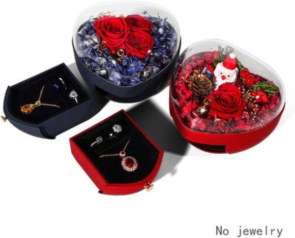 Artificial Flower Eternal Flower Heart-Shaped Preserved Flower Gift Jewelry Storage Box Preserved Real Rose Wife Girlfriend Valentine‘s Day Birthday Ornaments - Image 2