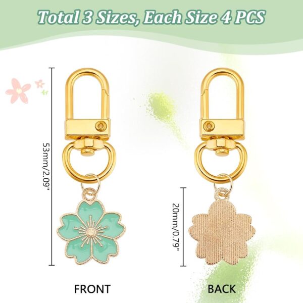 20pcs 10 Colors Flower Keychain, Cherry Blossom Enamel Pendant Keychain Cute Flower Tassel Keychain Car Keyring Charms Keychain for Handbag Cell Phone Decoration Wallet Pendant - Image 2