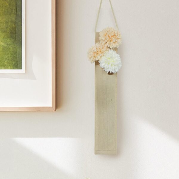 2 Pack 12.5" H Wall Vases for Flowers, Wall Hanging Vase Fabric Flower Vase Decor for Living Room,Bedroom, Office and More(Linen) - Image 2