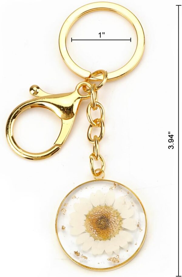 Pressed Flower Keychains Dried Flower Keychain Floral Gift Keycharms for Women Handmade Floral Charm Resin Keyring - Image 2