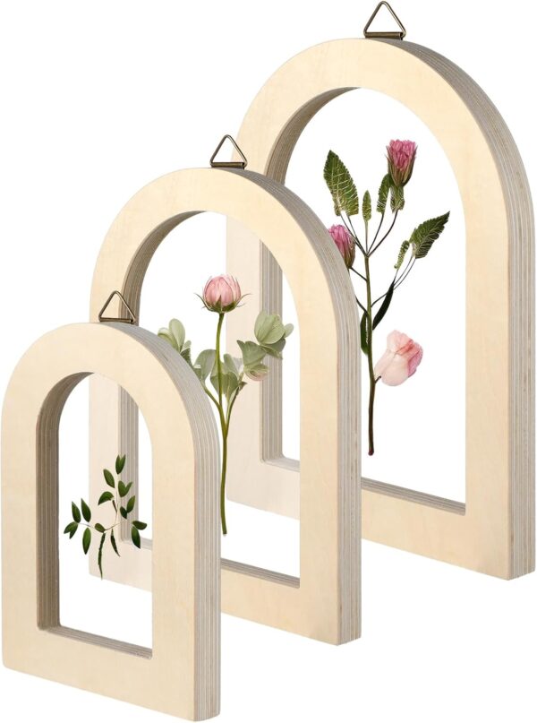 3 Pieces Floating Picture Frames Set Pressed Flower Frames Wood Photo Frame Wall Hanging Acrylic Floating Frame for Pressed Dried Flowers Plant Specimen Artwork Display Modern Home Wall Decor