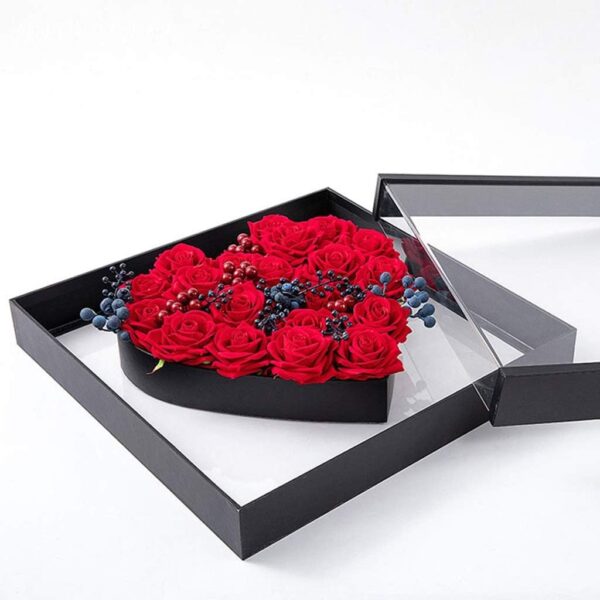 Artificial Flower Eternal Flower Heart Shaped Rose Preserved Flower Gift Box Preserved Real Rose Wife Girlfriend Valentine‘s Day Birthday Christmas Creativity Gift Ornaments