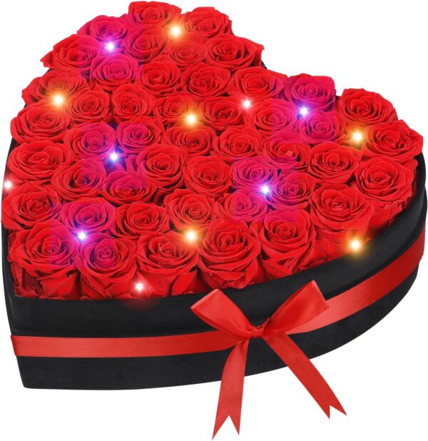 47 Roses in a Heart-Shaped Box with Velvet Cover,Flowers for Delivery ,A-Grade Real Preserved Flowers Roses,Forever Flowers Mothers Day Rose Gift for Mom,Birthday Gifts for Women,Red