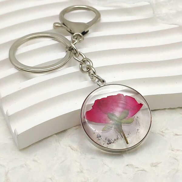 Rose Pressed Flower Keychain,Personalized Handmade Keychain,June Birth Flower Keychain,Cute Keychains for Women,Dried Pressed Flower Keychain Charms Presents For Birthday,Mother’s Day, Christmas - Image 2