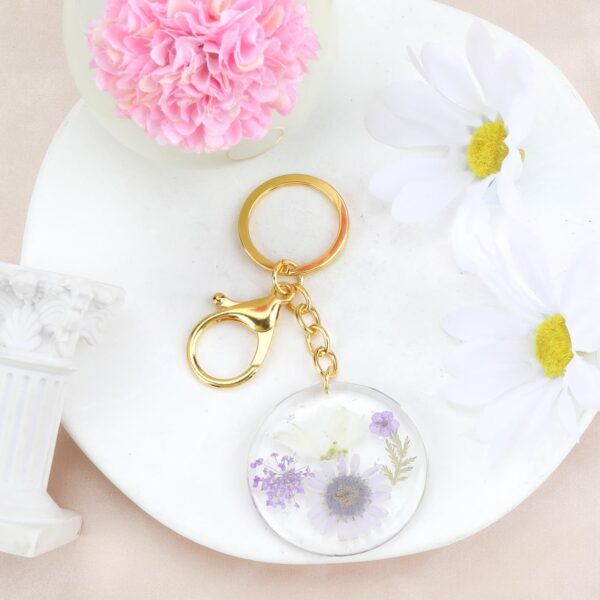 Dried Pressed Flower Keychain,Handmade Floral Resin Keychain,Flower Gifts for Mom Sister Bestie Wife Girlfriend - Image 2