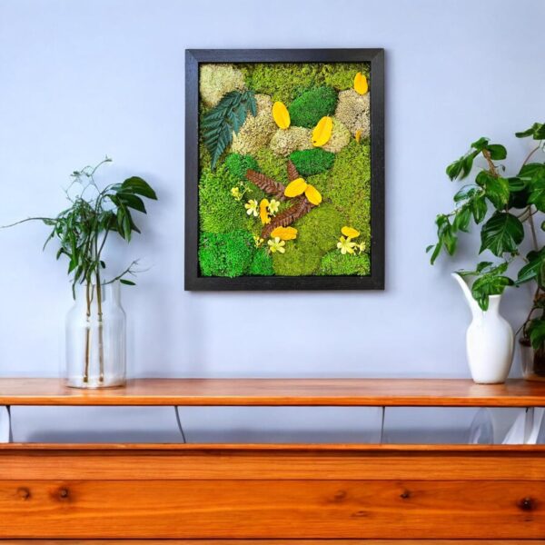 Preserved Moss Wall Decor 16"x13", Preserved Moss & Artificial Greenery, Wood Framed Wall Hanging, Complete Art - Image 2