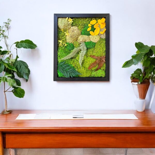 Preserved Moss Wall Decor 16"x13", Preserved Moss & Artificial Greenery, Wood Framed Wall Hanging, Complete Art